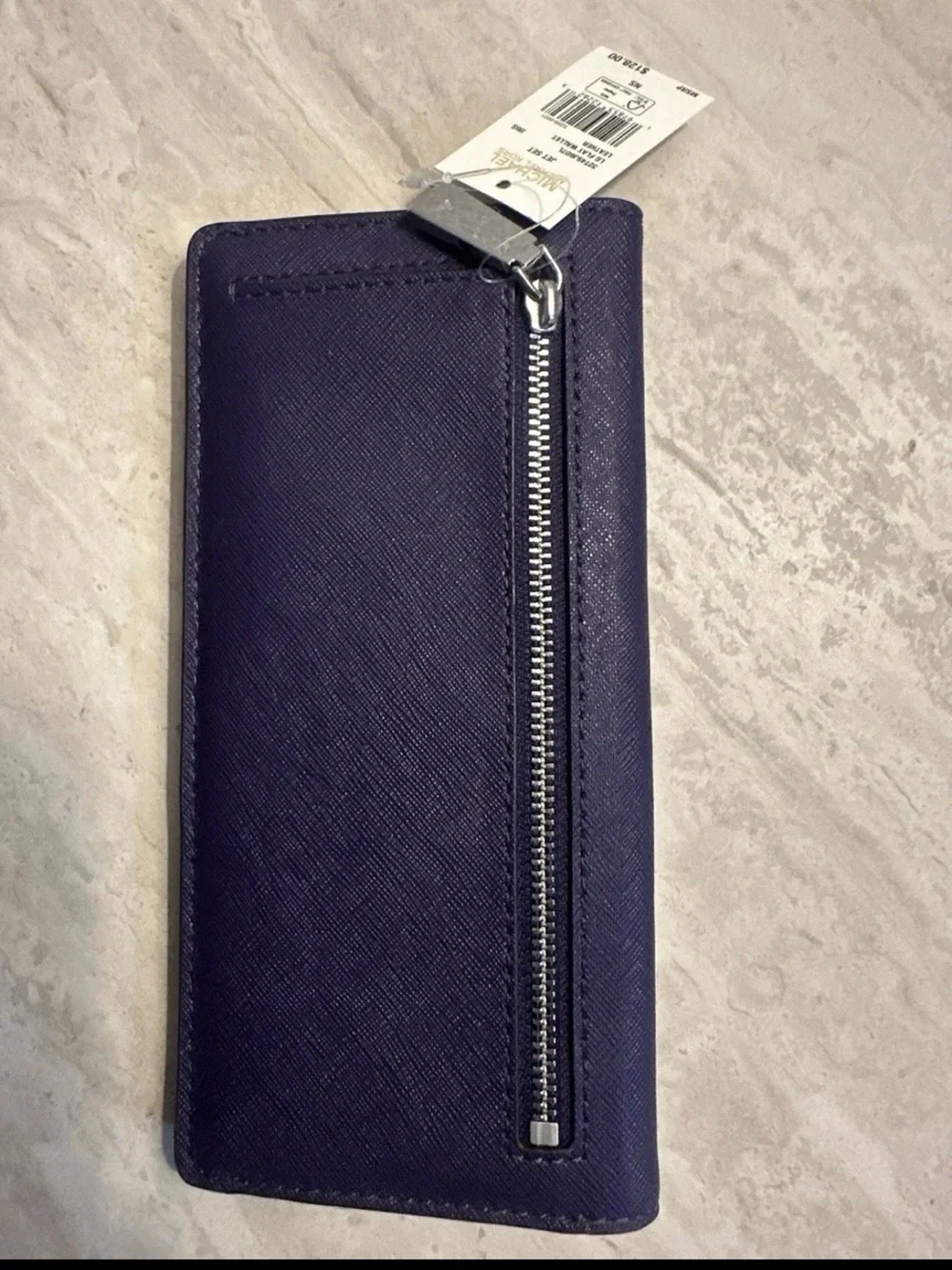 Michael Kors Purple Saffiano Trifold Wallet with Gold Logo - Picture 3 of 6